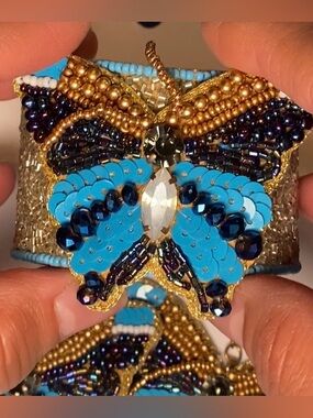 🦋 Blue Monarch Butterfly Cuff & Earrings Set